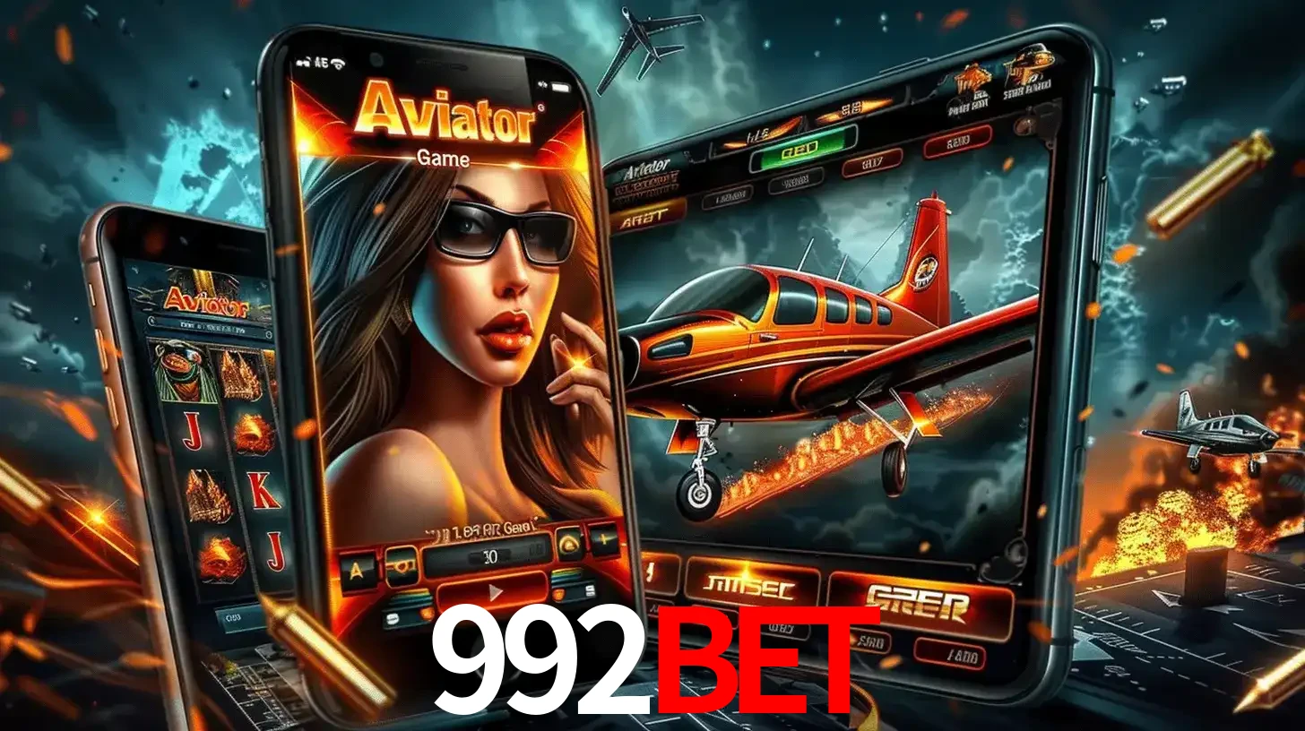 O popular jogo de apostas Aviator exibido em vários celulares e tablets, mostrando a interface emocionante e a ação de voo disponíveis para jogar agora no 992BET.
