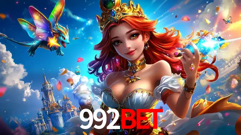 A princesa de um reino de fantasia mágico, com seu pequeno dragão, apresentando um mundo de prêmios encantados nos jogos de caça-níqueis do cassino 992BET.